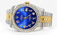 116233 | Hidden Clasp | Gold & Steel Rolex Datejust Watch | 36Mm | Royal Blue Arabic Diamond Dial | Jubilee Band