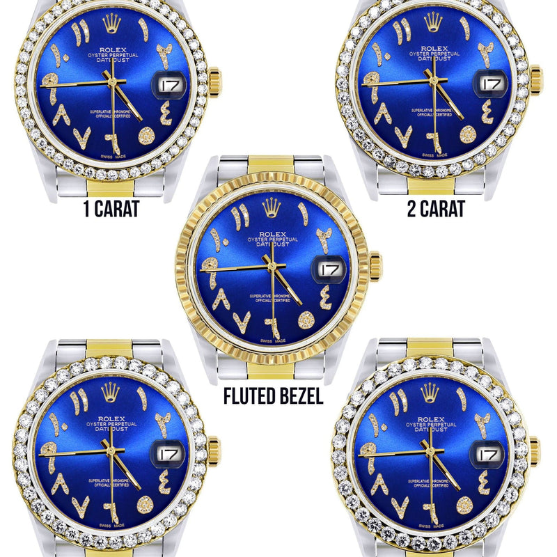 Gold & Steel Rolex Datejust Watch 16233 for Men | 36Mm | Royal Blue Arabic Diamond Dial | Oyster Band