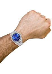 116200 | Hidden Clasp | Diamond Rolex Datejust Watch | 36Mm | Royal Blue Arabic Diamond Dial | Jubilee Band