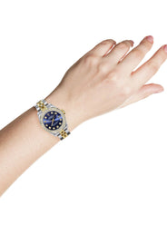 Womens Diamond Gold Hidden Clasp Rolex Watch | 1 Carat Bezel | 26Mm | Blue Dial | Jubilee Band | Model 179173