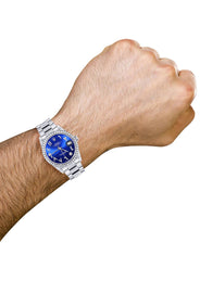 Diamond Mens  Rolex Datejust Watch 16200 | 36Mm | Royal Blue Arabic Diamond Dial | Oyster Band