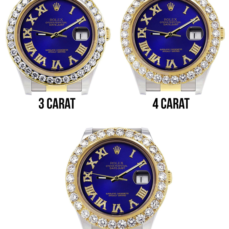 Rolex Datejust II Watch | 41 MM | 18K Yellow Gold & Stainless Steel | Custom Blue Roman Dial | Oyster Band