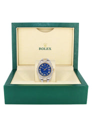 Diamond Iced Out Rolex Datejust 41 | 25 Carats Of Diamonds | Custom Blue Text Pattern Dial | Two Tone | Oyster Band