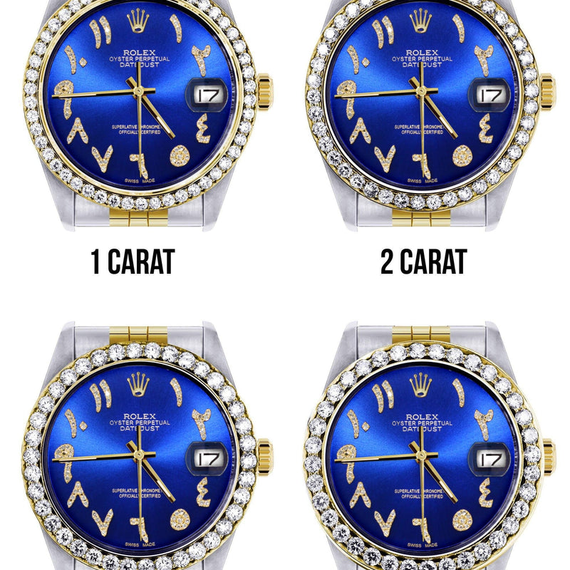 116233 | Hidden Clasp | Gold & Steel Rolex Datejust Watch | 36Mm | Royal Blue Arabic Diamond Dial | Jubilee Band