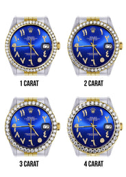 116233 | Hidden Clasp | Gold & Steel Rolex Datejust Watch | 36Mm | Royal Blue Arabic Diamond Dial | Jubilee Band