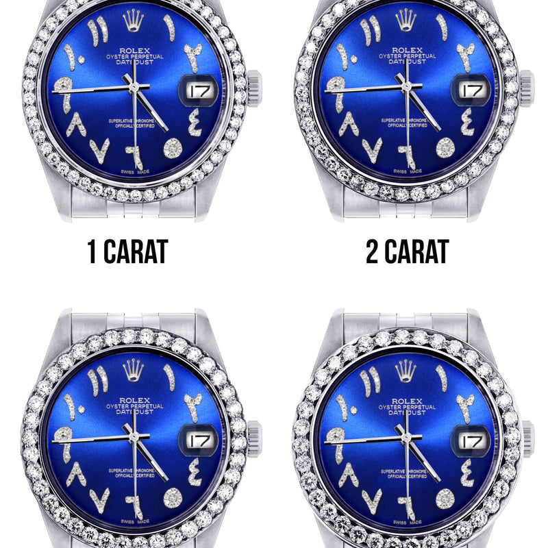116200 | Hidden Clasp | Diamond Rolex Datejust Watch | 36Mm | Royal Blue Arabic Diamond Dial | Jubilee Band