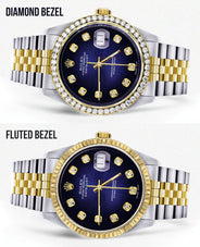 Diamond Gold Rolex Watch For Men 16233 | 36Mm | Blue Dial | Jubilee Band