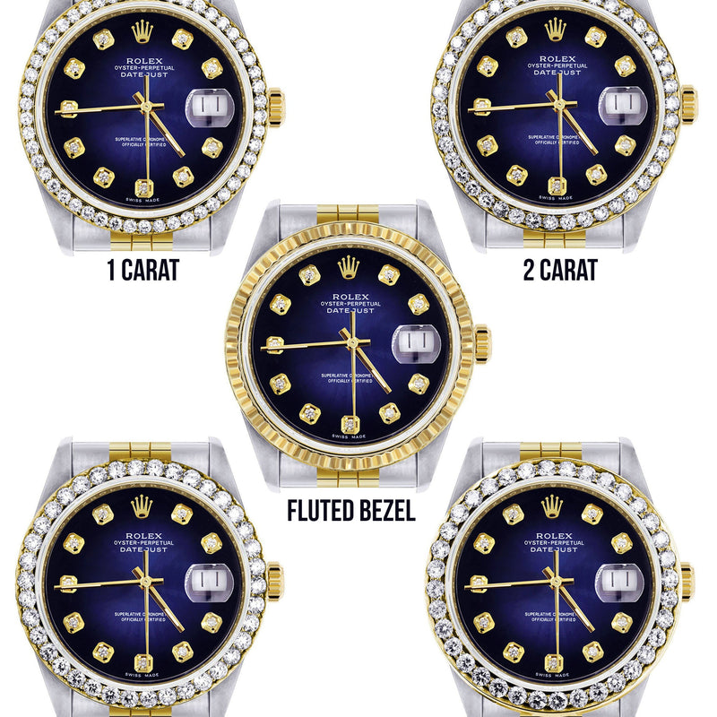 Womens Diamond Gold Rolex Datejust Watch 16233 | 36Mm | Blue Dial | Jubilee Band