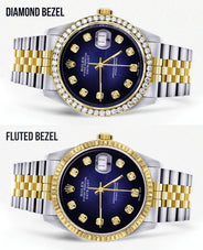 Womens Diamond Gold Rolex Datejust Watch 16233 | 36Mm | Blue Dial | Jubilee Band