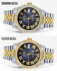 Gold & Steel Rolex Datejust Watch 16233 for Men  | 36Mm | Blue Black Roman Dial | Jubilee Band