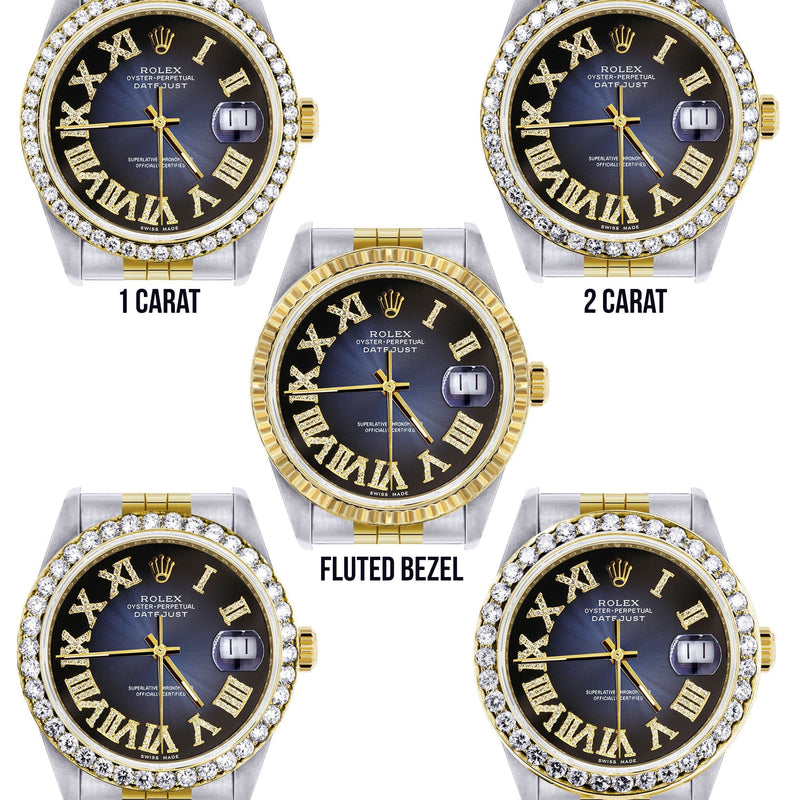 Gold & Steel Rolex Datejust Watch 16233 for Men  | 36Mm | Blue Black Roman Dial | Jubilee Band