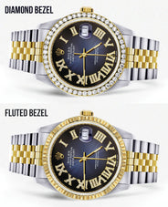 Womens Rolex Datejust Watch 16233 | 36Mm | Blue Black Roman Dial | Jubilee Band