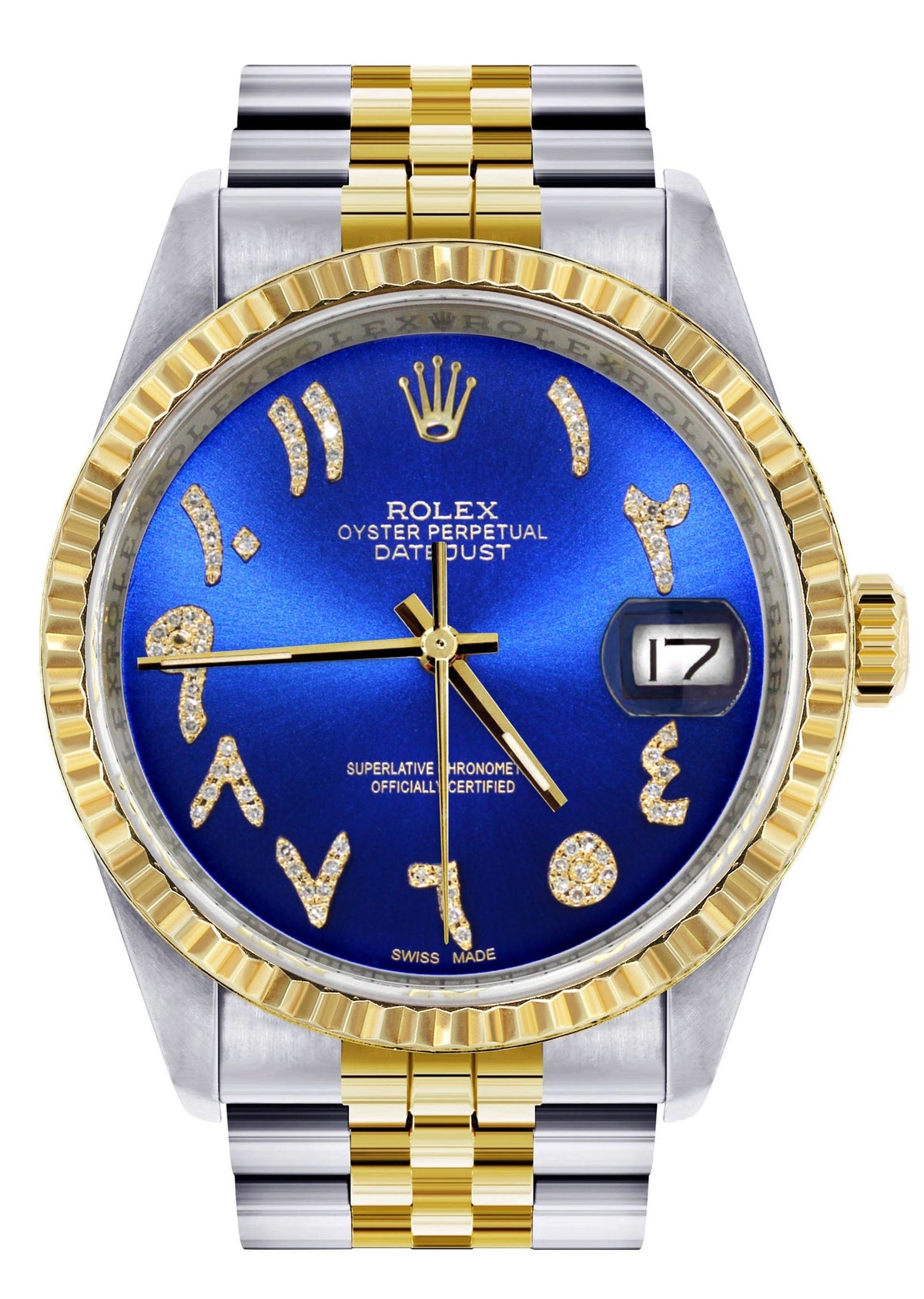 Womens Rolex Datejust Watch 16233 Two Tone | 36Mm | Blue Arabic Dial | Fluted Bezel | Jubilee Band