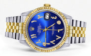Mens Rolex Datejust Watch 16233 Two Tone | Fluted Bezel | 36Mm | Blue Arabic Dial | Jubilee Band