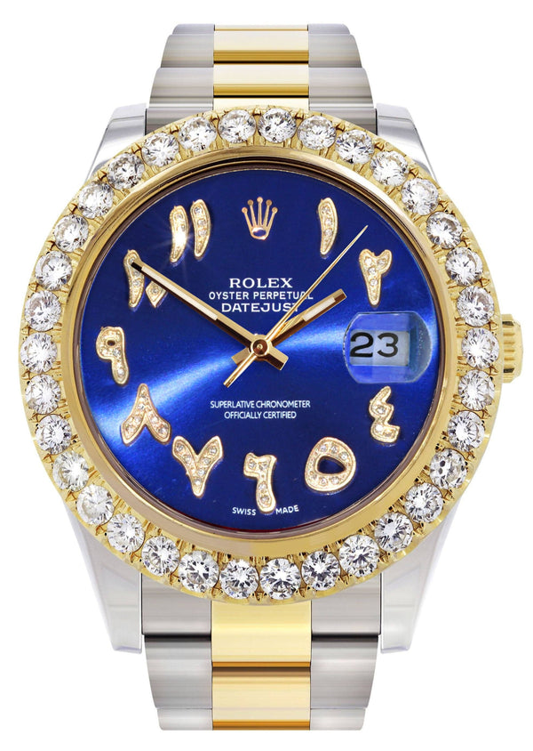 Rolex Datejust II Watch | 41 MM | 18K Yellow Gold & Stainless Steel | Custom Blue Arabic Dial | Oyster Band