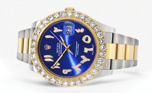 Rolex Datejust II Watch | 41 MM | 18K Yellow Gold & Stainless Steel | Custom Blue Arabic Dial | Oyster Band