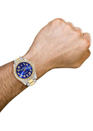 Rolex Datejust II Watch | 41 MM | 18K Yellow Gold & Stainless Steel | Custom Blue Arabic Dial | Oyster Band