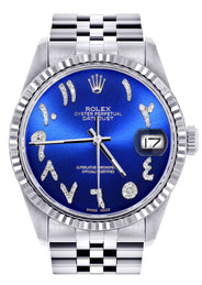 Womens Rolex Datejust Watch 16200 | Fluted Bezel | 36Mm | Blue Arabic Dial | Fluted Bezel | Jubilee Band