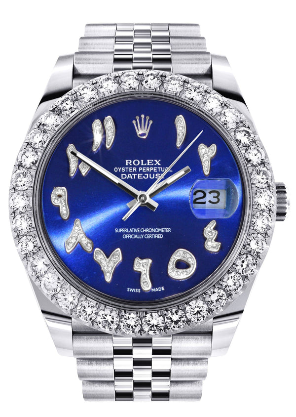 Rolex Datejust 41 Watch | 41 MM | Custom Blue Arabic Diamond Dial | Jubilee Band