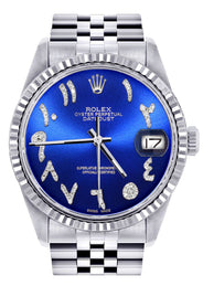 Mens Rolex Datejust Watch 16200 | Fluted Bezel | 36Mm | Blue Arabic Dial | Jubilee Band
