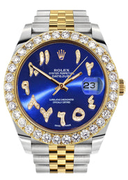 Rolex Datejust 41 Watch | 41 MM | 18K Yellow Gold & Stainless Steel | Custom Blue Arabic Dial | Jubilee Band
