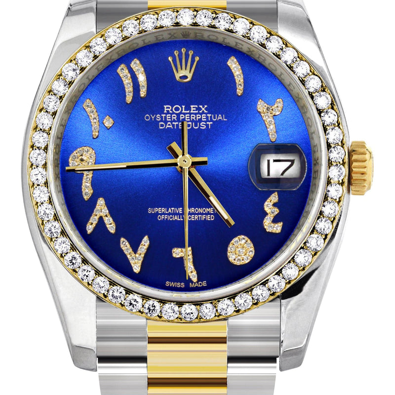 116233 | Gold & Steel Rolex Datejust Watch | 36Mm | Blue Arabic Diamond Dial | Oyster Band