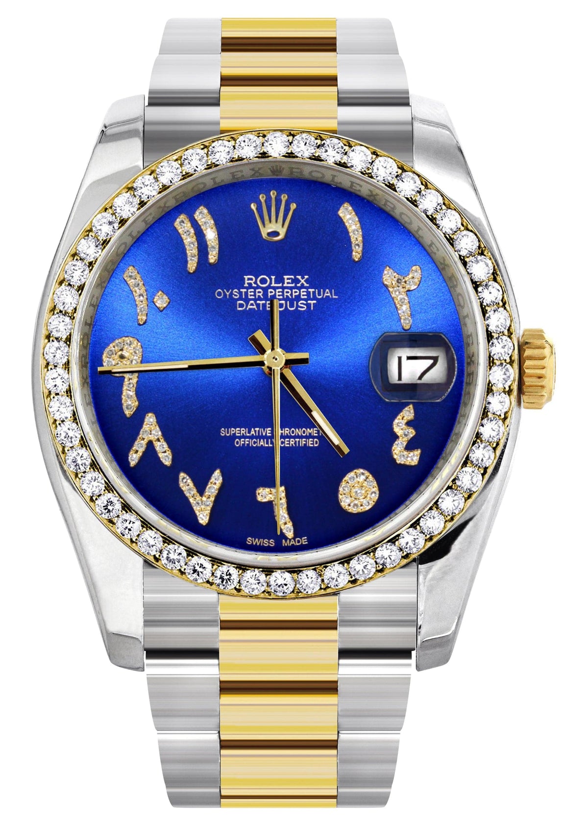116233 | Gold & Steel Rolex Datejust Watch | 36Mm | Blue Arabic Diamond Dial | Oyster Band