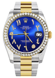 116233 | Gold & Steel Rolex Datejust Watch | 36Mm | Blue Arabic Diamond Dial | Oyster Band