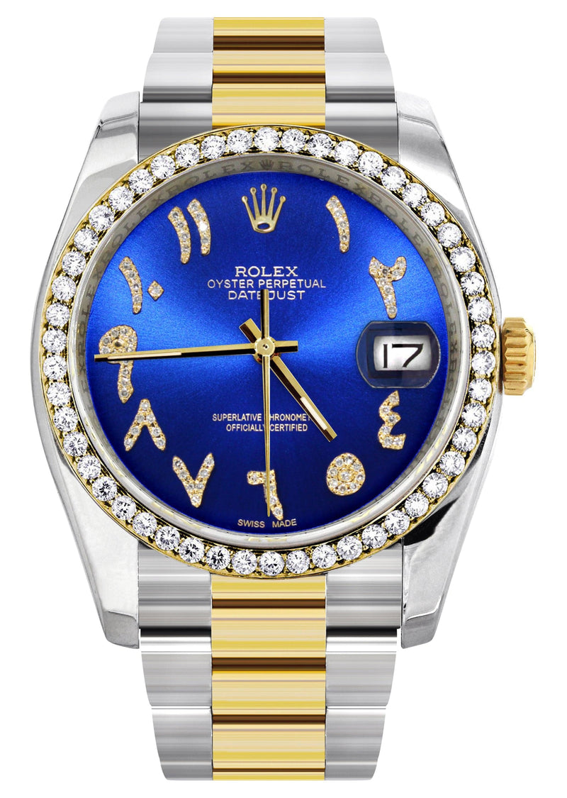 116233 | Gold & Steel Rolex Datejust Watch | 36Mm | Blue Arabic Diamond Dial | Oyster Band