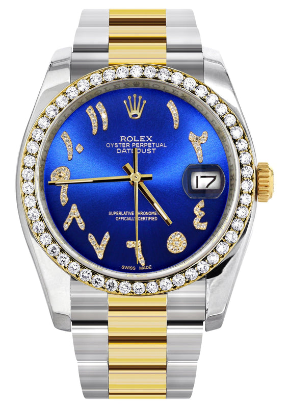 116233 | Gold & Steel Rolex Datejust Watch | 36Mm | Blue Arabic Diamond Dial | Oyster Band