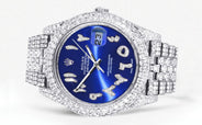 Diamond Iced Out Rolex Datejust 41 | 25 Carats Of Diamonds | Custom Blue Arabic Numeral Diamond Dial | Two Row | Jubilee Band