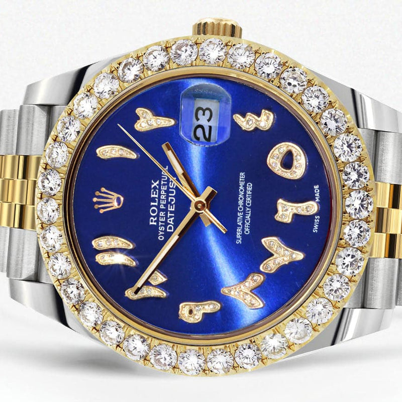 Rolex Datejust 41 Watch | 41 MM | 18K Yellow Gold & Stainless Steel | Custom Blue Arabic Dial | Jubilee Band