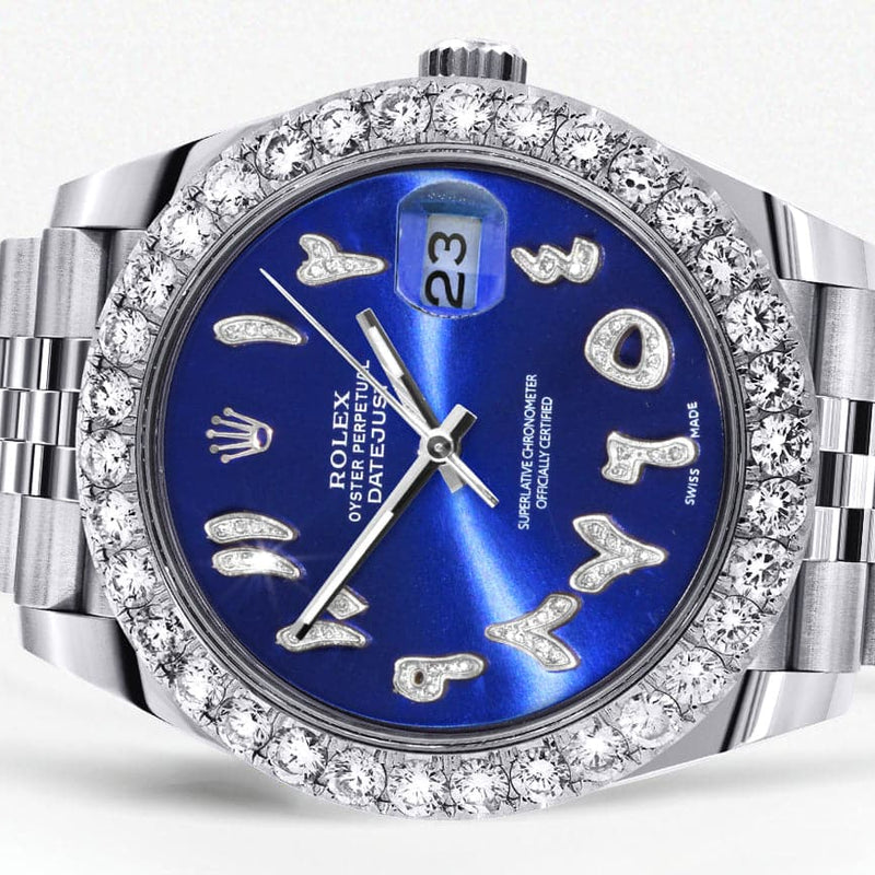 Rolex Datejust 41 Watch | 41 MM | Custom Blue Arabic Diamond Dial | Jubilee Band