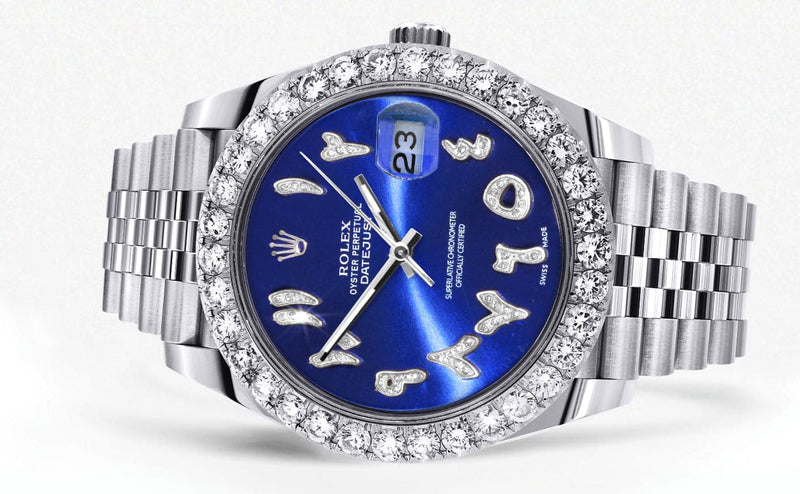 Rolex Datejust 41 Watch | 41 MM | Custom Blue Arabic Diamond Dial | Jubilee Band