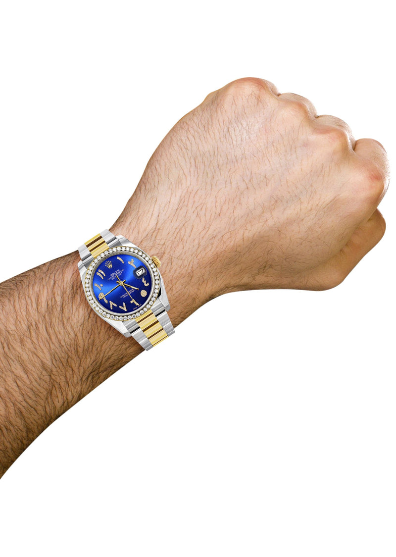 116233 | Gold & Steel Rolex Datejust Watch | 36Mm | Blue Arabic Diamond Dial | Oyster Band