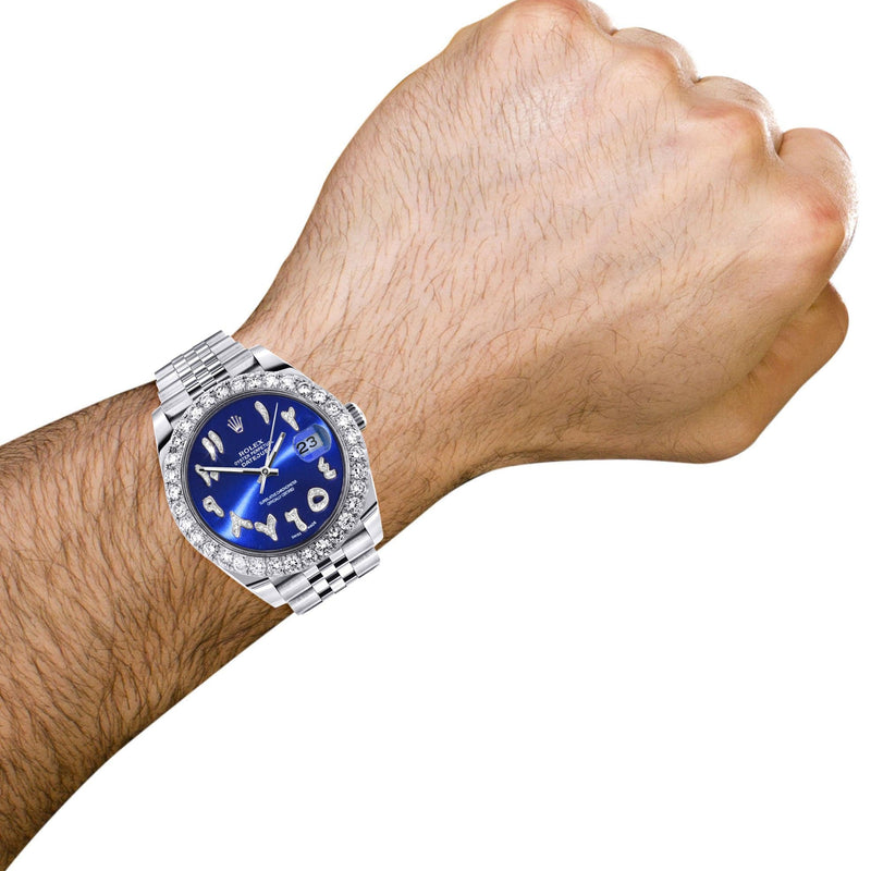 Rolex Datejust 41 Watch | 41 MM | Custom Blue Arabic Diamond Dial | Jubilee Band
