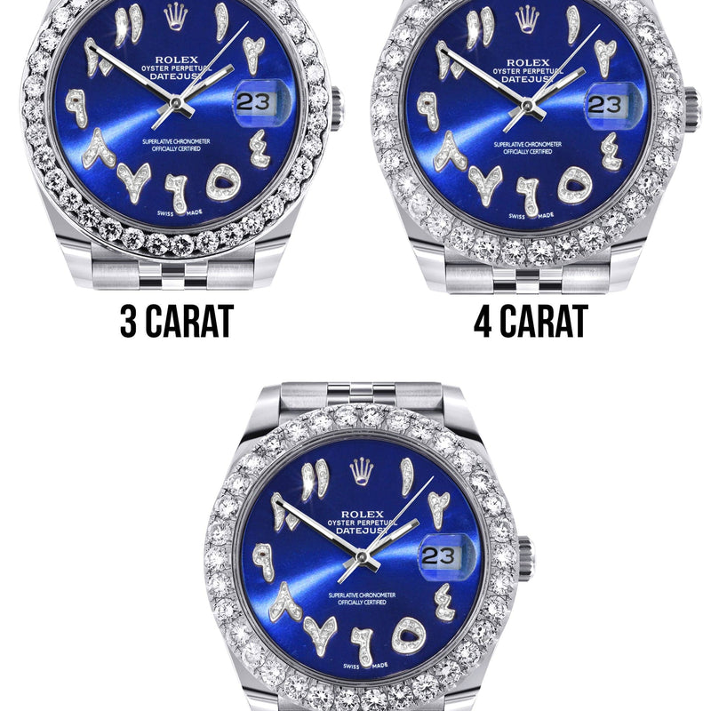 Rolex Datejust 41 Watch | 41 MM | Custom Blue Arabic Diamond Dial | Jubilee Band