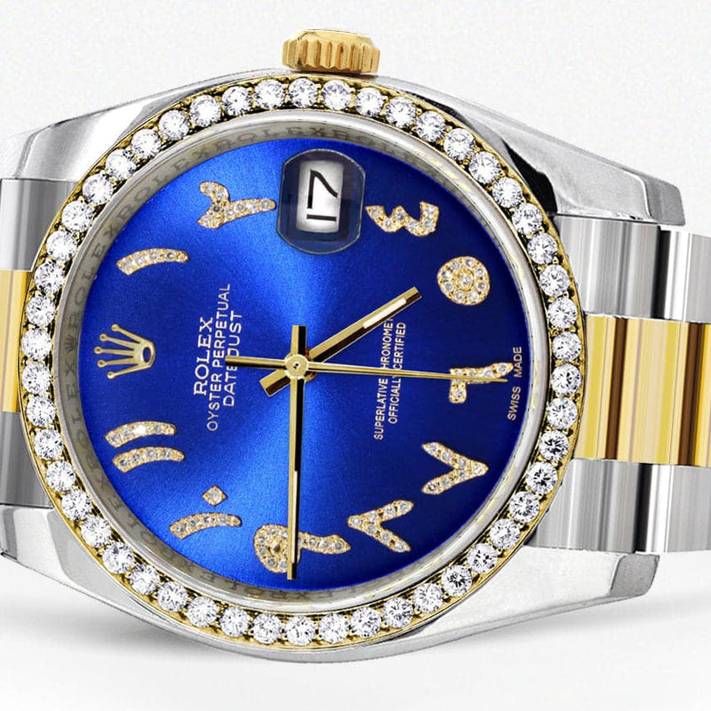 116233 | Gold & Steel Rolex Datejust Watch | 36Mm | Blue Arabic Diamond Dial | Oyster Band