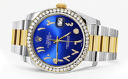 116233 | Gold & Steel Rolex Datejust Watch | 36Mm | Blue Arabic Diamond Dial | Oyster Band