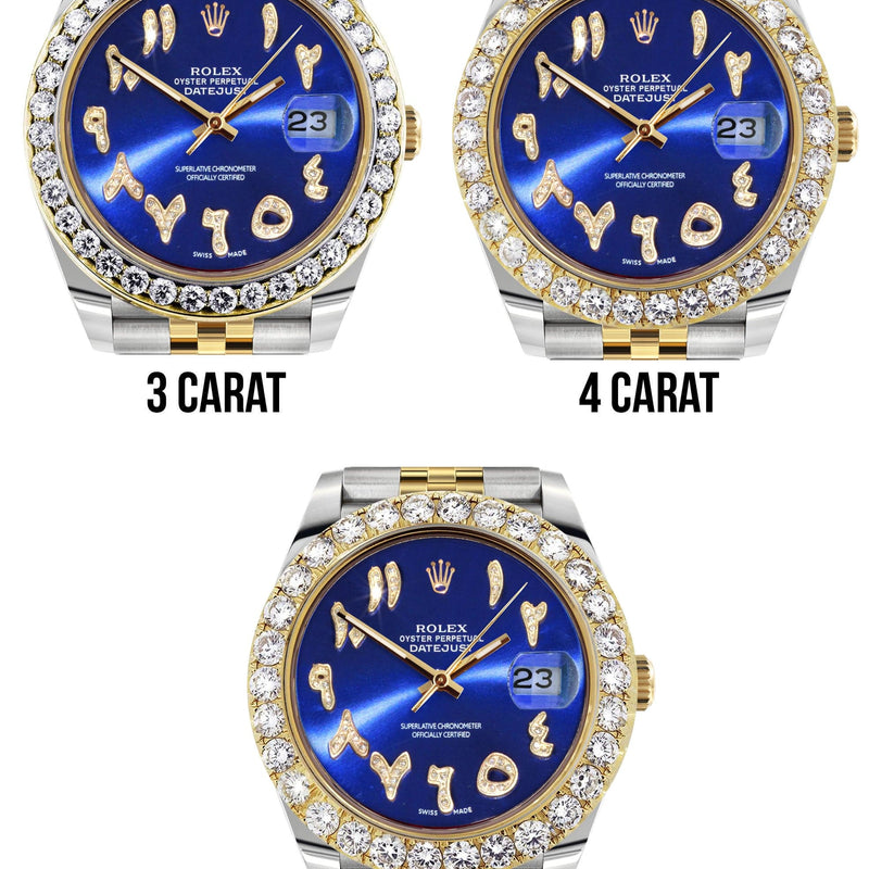 Rolex Datejust 41 Watch | 41 MM | 18K Yellow Gold & Stainless Steel | Custom Blue Arabic Dial | Jubilee Band