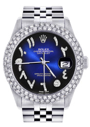 Womens Rolex Datejust Watch 16200 | 36Mm | Blue Black Arabic Diamond Dial | Two Row 4.25 Carat Bezel | Jubilee Band