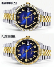 Gold & Steel Rolex Datejust Watch 16233 for Men  | 36Mm | Blue Black Arabic Diamond Dial | Jubilee Band