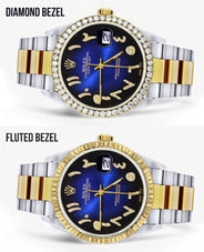 Gold & Steel Rolex Datejust Watch 16233 for Men | 36Mm | Blue Black Arabic Diamond Dial | Oyster Band