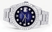 Iced Out Rolex Datejust 36 MM | Stainless Steel | 16.5 Carats of Diamonds | Blue Black Diamond Dial | Oyster Band | Model 116200