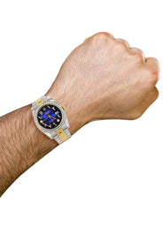 116233 | Hidden Clasp | Gold & Steel Rolex Datejust Watch | 36Mm | Blue Black Arabic Diamond Dial | Jubilee Band