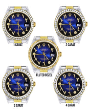 Gold & Steel Rolex Datejust Watch 16233 for Men | 36Mm | Blue Black Arabic Diamond Dial | Oyster Band