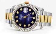 116233 | Diamond Gold Rolex Watch For Men | 36Mm | Blue Black Dial | Oyster Band