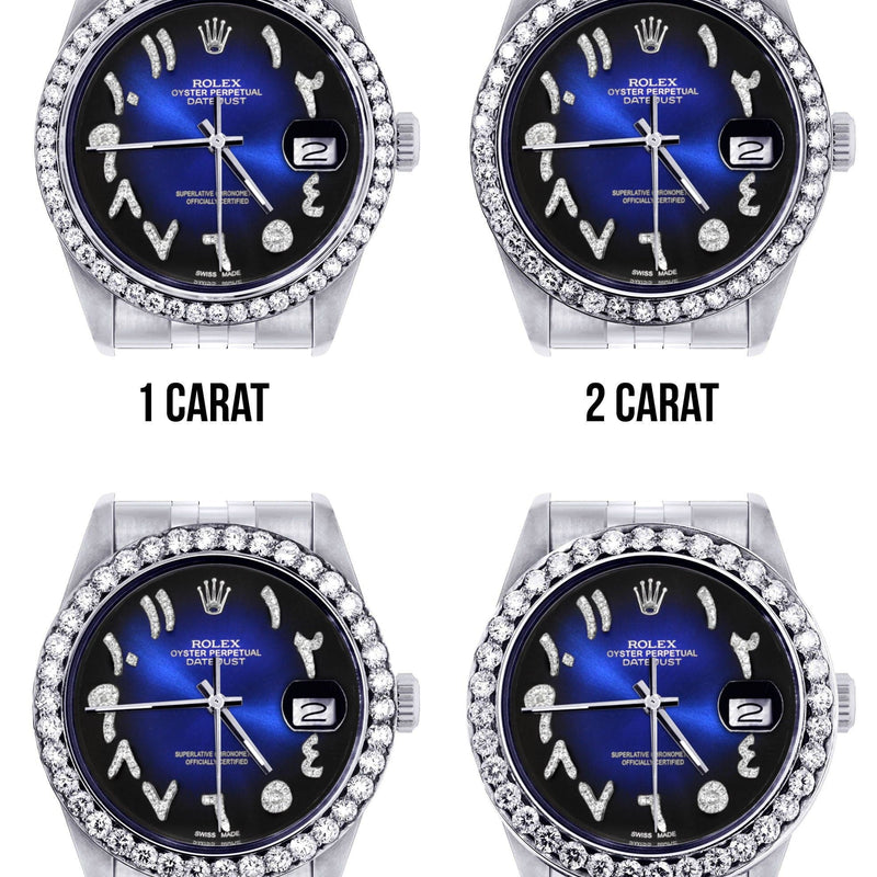 116200 | Hidden Clasp | Diamond Rolex Datejust Watch | 36Mm | Blue Black Arabic Diamond Dial | Jubilee Band