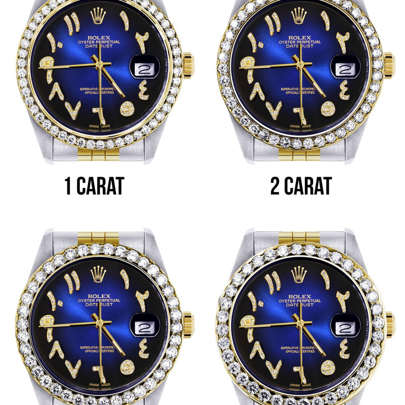 116233 | Hidden Clasp | Gold & Steel Rolex Datejust Watch | 36Mm | Blue Black Arabic Diamond Dial | Jubilee Band