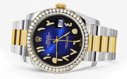 116233 | Gold & Steel Rolex Datejust Watch | 36Mm | Blue Black Arabic Diamond Dial | Oyster Band